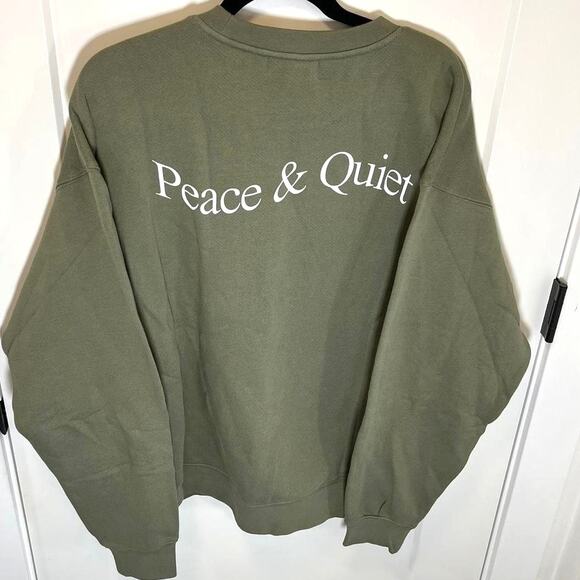 •NWT• MUSEUM OF PEACE & QUIET Large Olive Crewneck Sweater - Picture 9 of 9